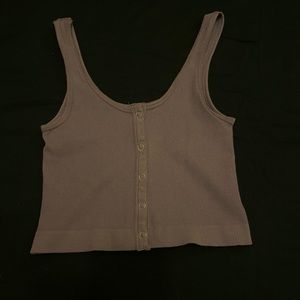 button down dark purple crop top